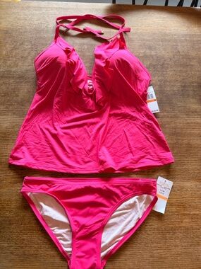Michael Kors Electric Pink Two-Piece Swim Set